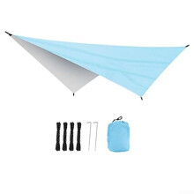 Ultralight Waterproof Camping Tarp Reinforced Corners UV Protection Canopy Blue Includes Storage Sack and Nails Ropes
