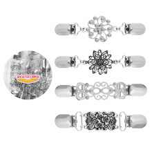 2Pcs 4Pcs Vintage Silver Sweater Chain Clips For Cardigan Clothes