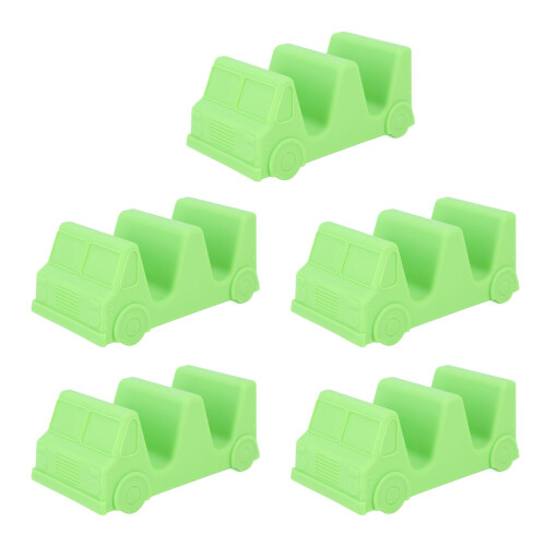 5PCS Green Car-Shaped Taco Holder Set, Small, Wave Shape Kitchen Tray 2