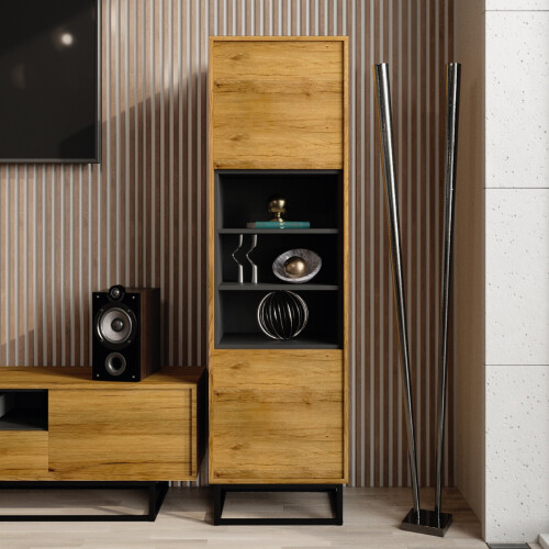 Creative Furniture Harmony Loft 175cm Display Cabinet - Oak