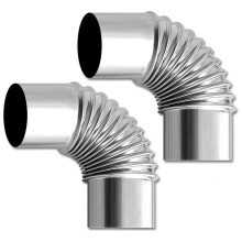Stainless Steel 90 Degree Chimney Corrugated Elbow For Water Heater Exhaust Pipe 2pcs 100mm Size One Color
