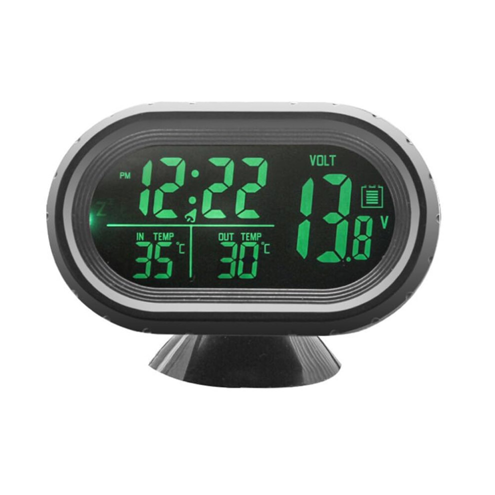 Car Clock Thermometer Voltmeter 3-In-1 Lcd Digital Monitor Temperature And Voltage Gauge For 12V Cars Trucks Suvs Rvs 9393856233038