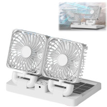 Car Fan Portable Dual Head Adjustable Cooling Fan Powerful Dashboard Car Cooler For Car Home Office White 1 Set