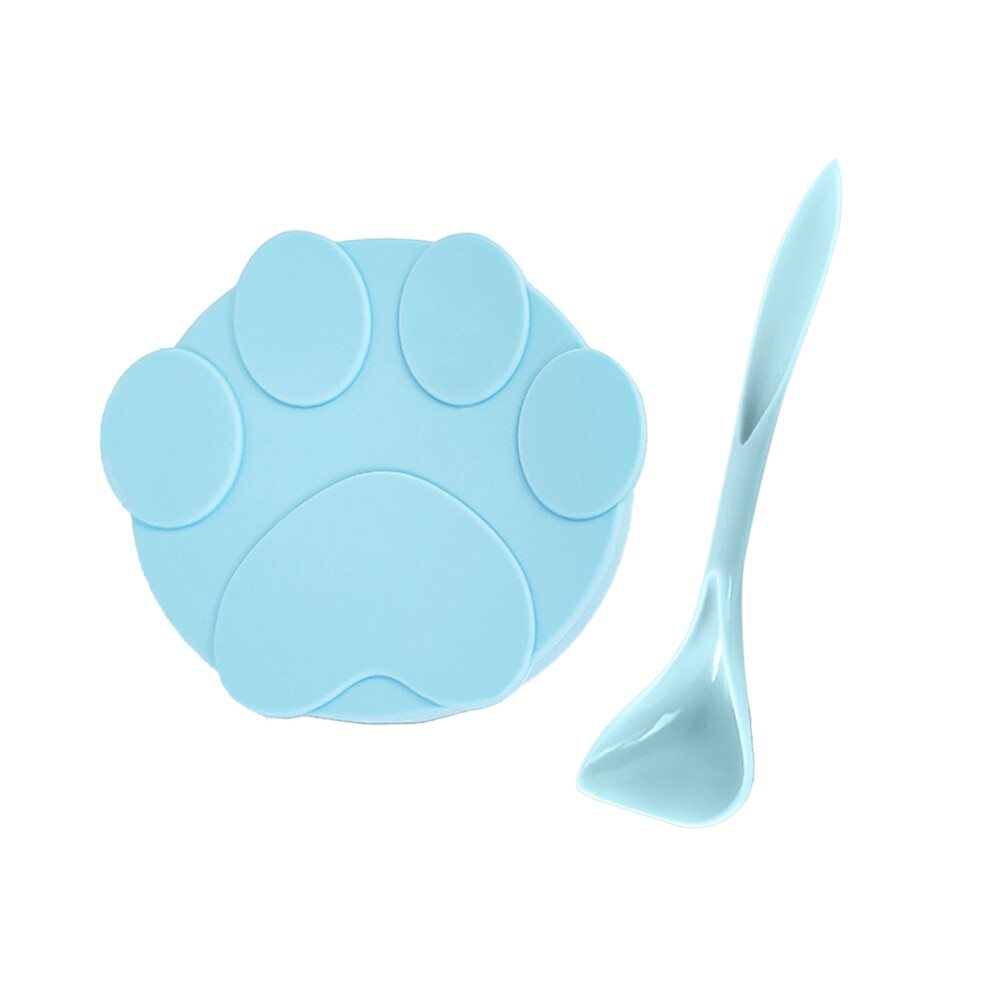 Universal Silicone Pet Food Can Lid with Spoon, Blue, Fits 3.5-5.0 Inch Cans-image-OPC-PKZ799P-NEW