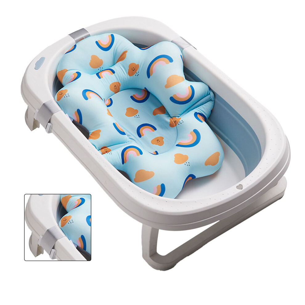 Baby Bath Floating Mat & Cushion Blue Rainbow Polyester for Infants