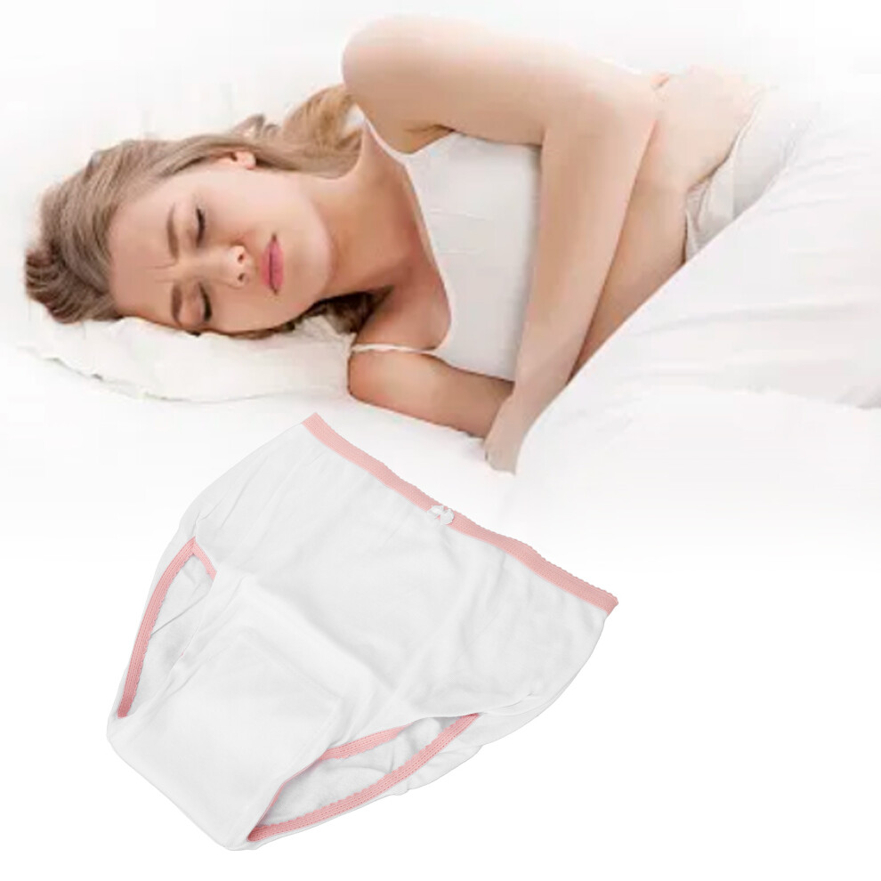 White Leakproof L Size Period Panties With Absorbent Mesh For Women