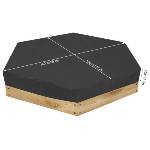 Hexagon Sandbox Cover Black Waterproof Outdoors with Drawstring 1