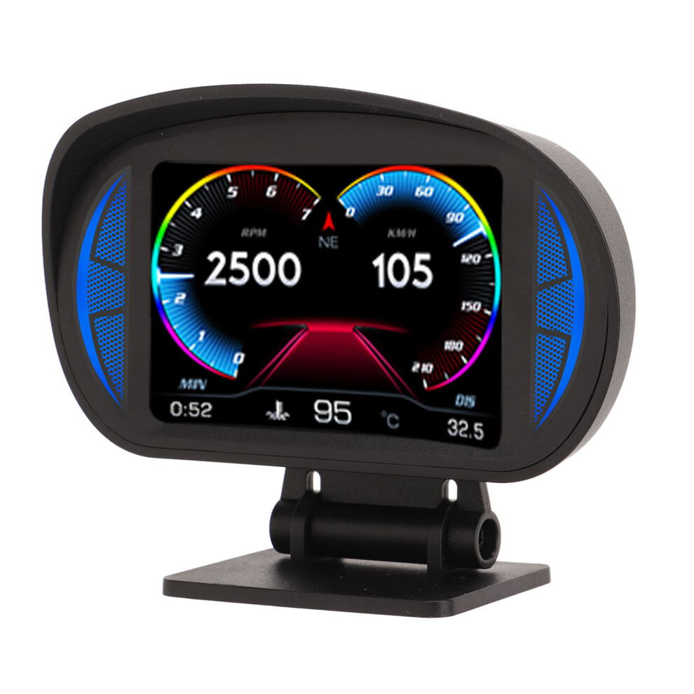 Car Hud Display P2 Obd2 Gps Speed Rpm Warning Metal Universal 8041353012403