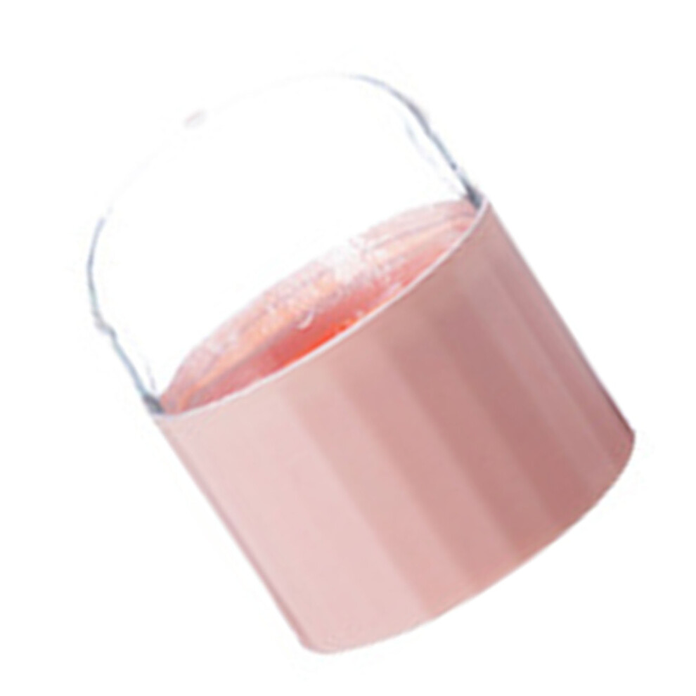 Pink Makeup Sponge Holder With Clear Lid, Portable Dustproof Organizer 7.8X5.8cm