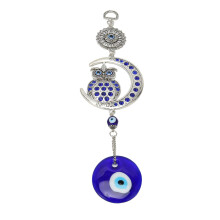 Turkish Blue Evil Eye Amulet with Owl Pendant for Harm Protection