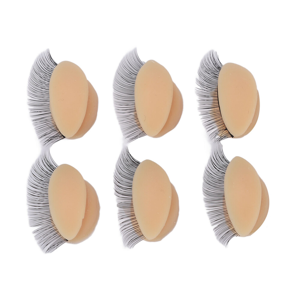 Mannequin Silicone Eyelids Replacement 3 Pairs Double Eyelashes Skin Color