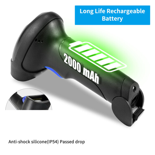 Wireless 2D Barcode Scanner 2.4G Bluetooth USB 2000mAh Black 2