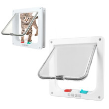 Abschließbares Katzenklappen-Set für Fenster und Wand, Weiß 20x20cm