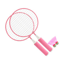 Kinder-Pink-Badminton-Schlägersatz – Großes Netz, Weicher Griff, 2 Bälle inklusive