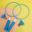 Kinder-Badmintonset, großes Netz, Komfortgriff, Blau 4