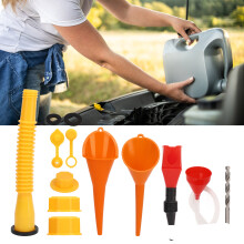 Gas Can Spout Set with Funnel, 8mm Drill Bits, Yellow, Durable, Anti-Leakage