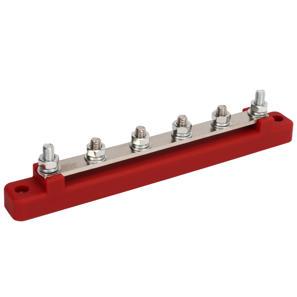 Power Distribution Block M6 Screw 6 Terminal Bus Bar 12V-48V 150A Red 8721353027491