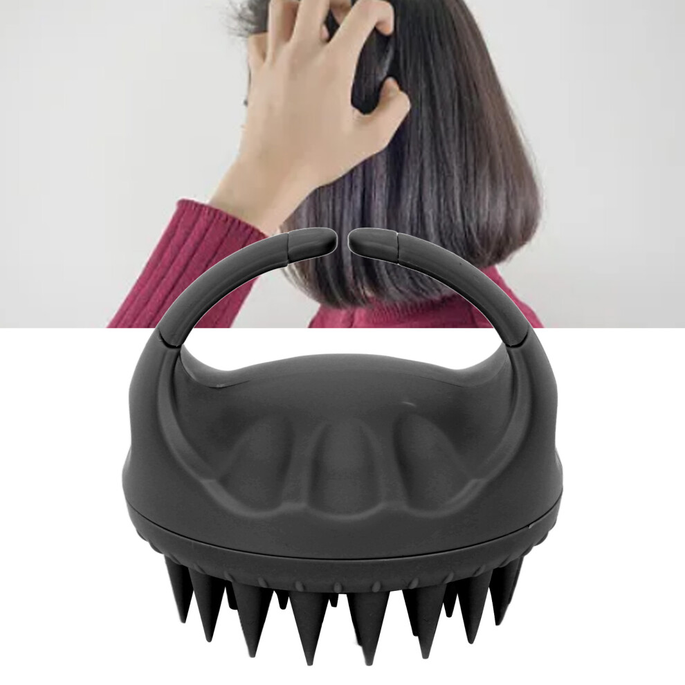 Unisex Black Waterproof Silicone Scalp Shampoo Brush For Hair Growth & Exfoliation
