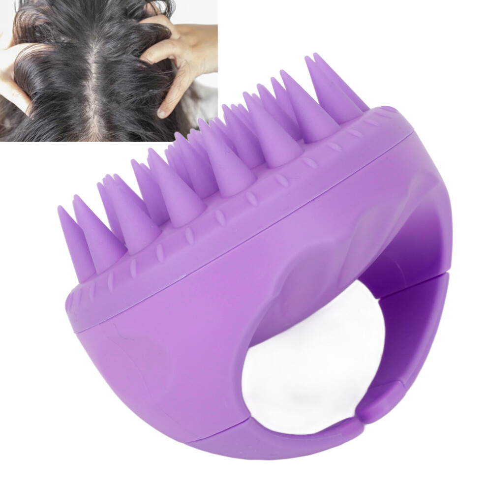 Purple Silicone Scalp Massager Brush for Dandruff & Hair Growth