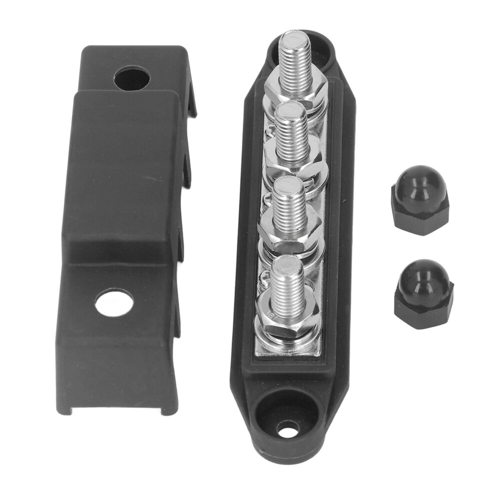 Power Distribution Block 48Vdc 250A M10 Studs 4 Position Black For Car Rv Boat 7901353046161