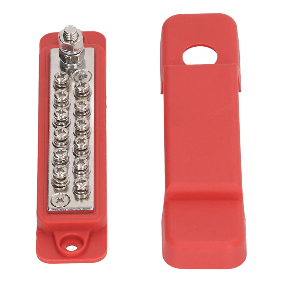12 Position Power Distribution Terminal Block Busbar 48Vdc 150A Red Cover 6951353046136