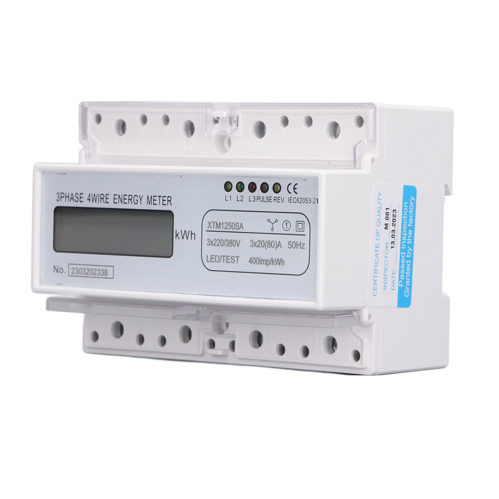 7 Digit Lcd 3-Phase 35Mm Din Rail Electric Energy Meter 0.0-99999.0Kwh 8451353051126