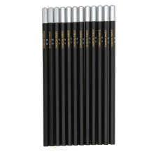 12Pcs Black Colored Pencils, Soft Luster, Hex Penholder, Sketch & Coloring