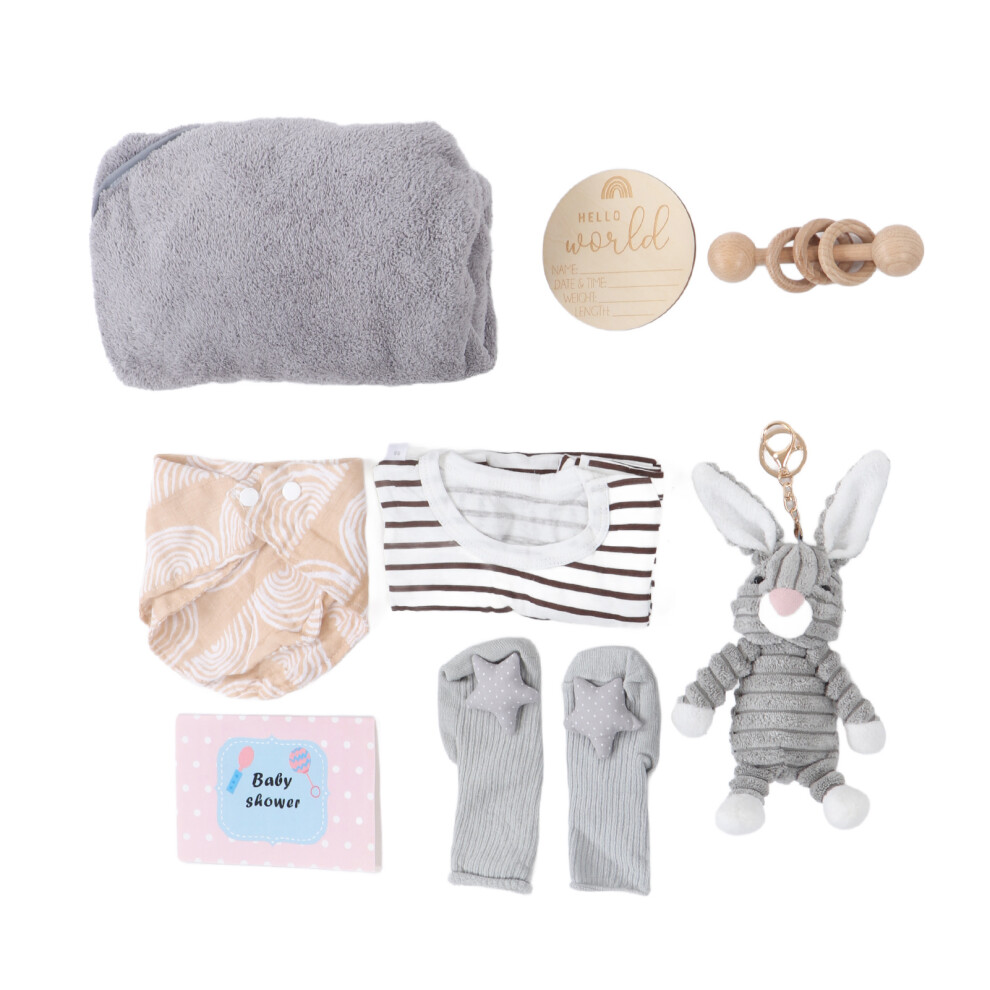 Teething Relief & Wooden Rattle Set for Newborns with Gift Basket