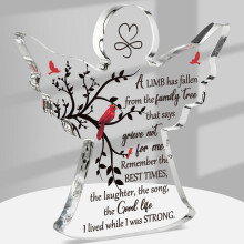 Sympathy Bereavement Gift Acrylic Memorial Keepsake Red Cardinal Angel Remember Me For Loss Of Loved One