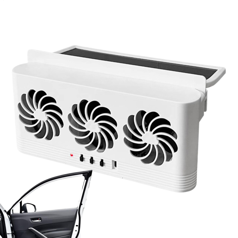 Car Window Fan Solar Powered Auto Ventilation Three-Head Design For Suv Sedan Truck Rv 9.06X4.45x1.97 In White 9016109323798