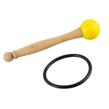 Wood Handle Rubber Head Singing Bowl Mallet with Rubber Ring, Yellow