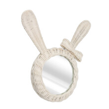 Bohemian Style White Rabbit Shaped HD Rattan Mirror for All Rooms