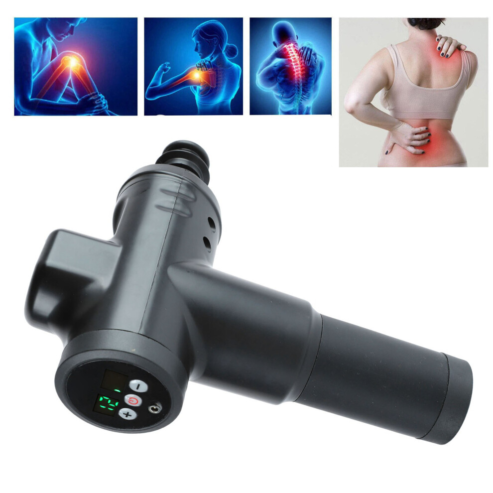 Muscle Massager Black, USB Rechargeable, 8 Heads, 20 Gears, 1800mAh
