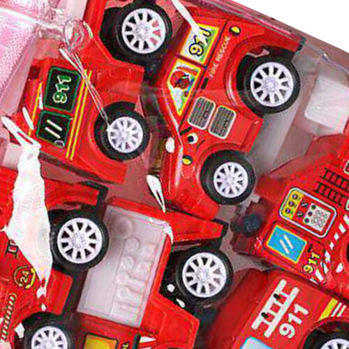 6-teiliges Set emaillierte Pull-Back-Autos, 50 g, Feuerwehrautos 2