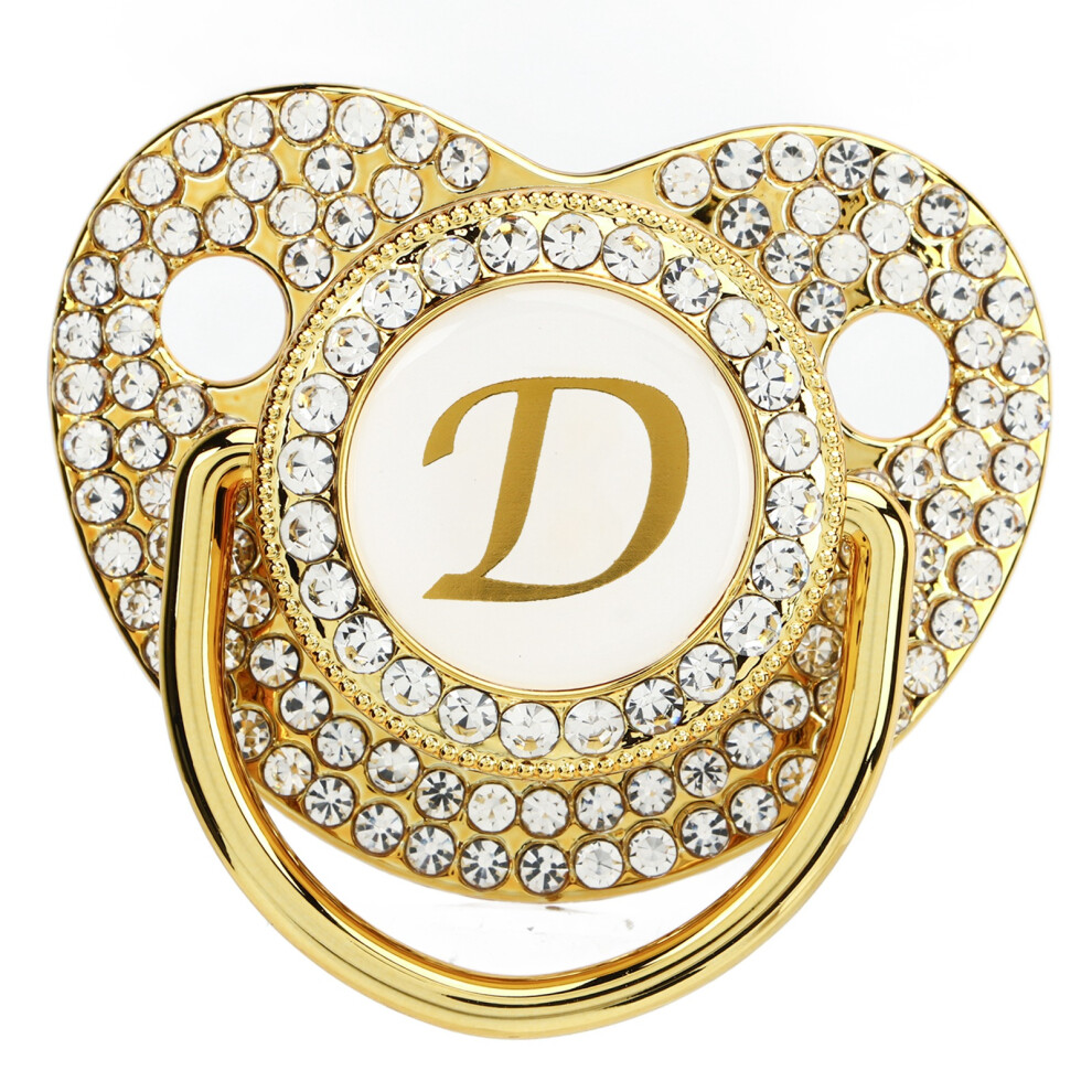 Baby Bling Pacifier Clip with Dust Cover for 6-18 Months, Letter D