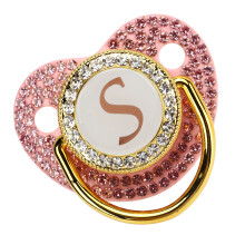 Goldener Baby-Schnuller mit Strass, gebogenes Silicone, 6-18 Monate