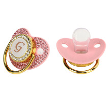 Goldener Baby-Schnuller aus gebogenem Silikon mit Rhinestones, 6-18 Monate