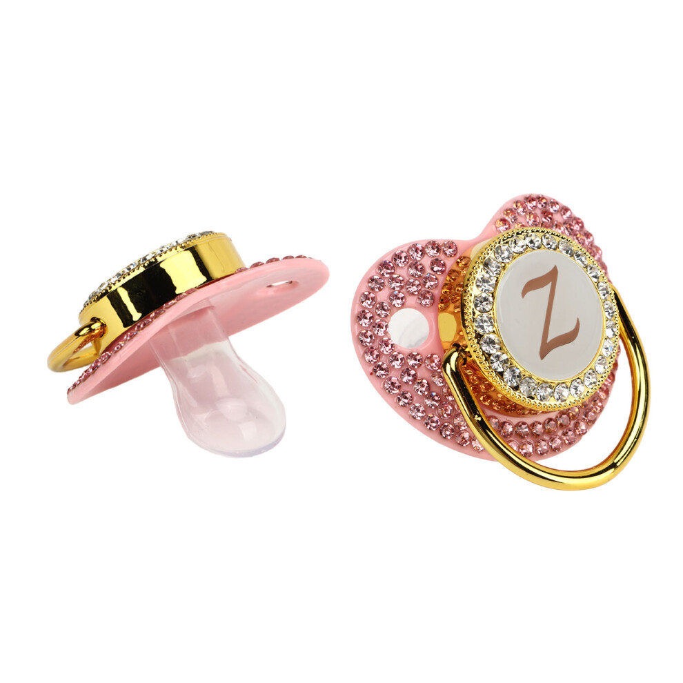Baby Pacifier With Rhinestones Curved Silicone Design For Milk Feeding Golden