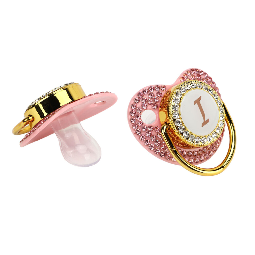 Baby Pacifier With Rhinestones, Curved Silicone, 6-18 Months Golden