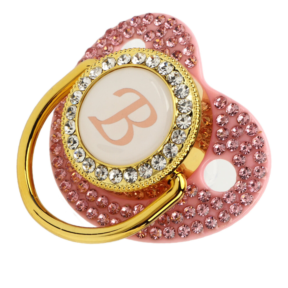 Golden Baby Pacifier 6-18 Months Rhinestones Silicone Curved Design