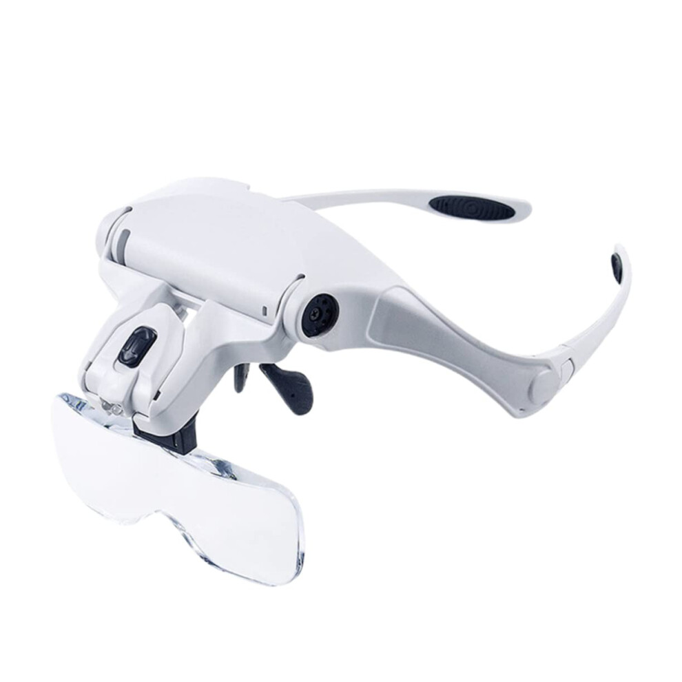 Light Led Head-Mounted Magnifying Glass With 5 Replaceable Lenses, Adjustable Optical Lens, Reading And Hobbies
