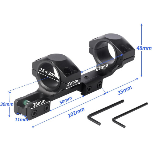 Cantilever Scope Mount 30/25.4 Horizontal Tube Offset Dual Ring One-Piece Extended Bracket 1