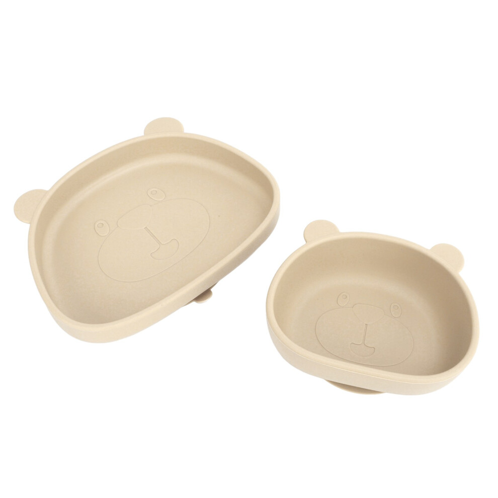 Cartoon Panda Suction Bowl Silicone Microwave Safe 9In Beige