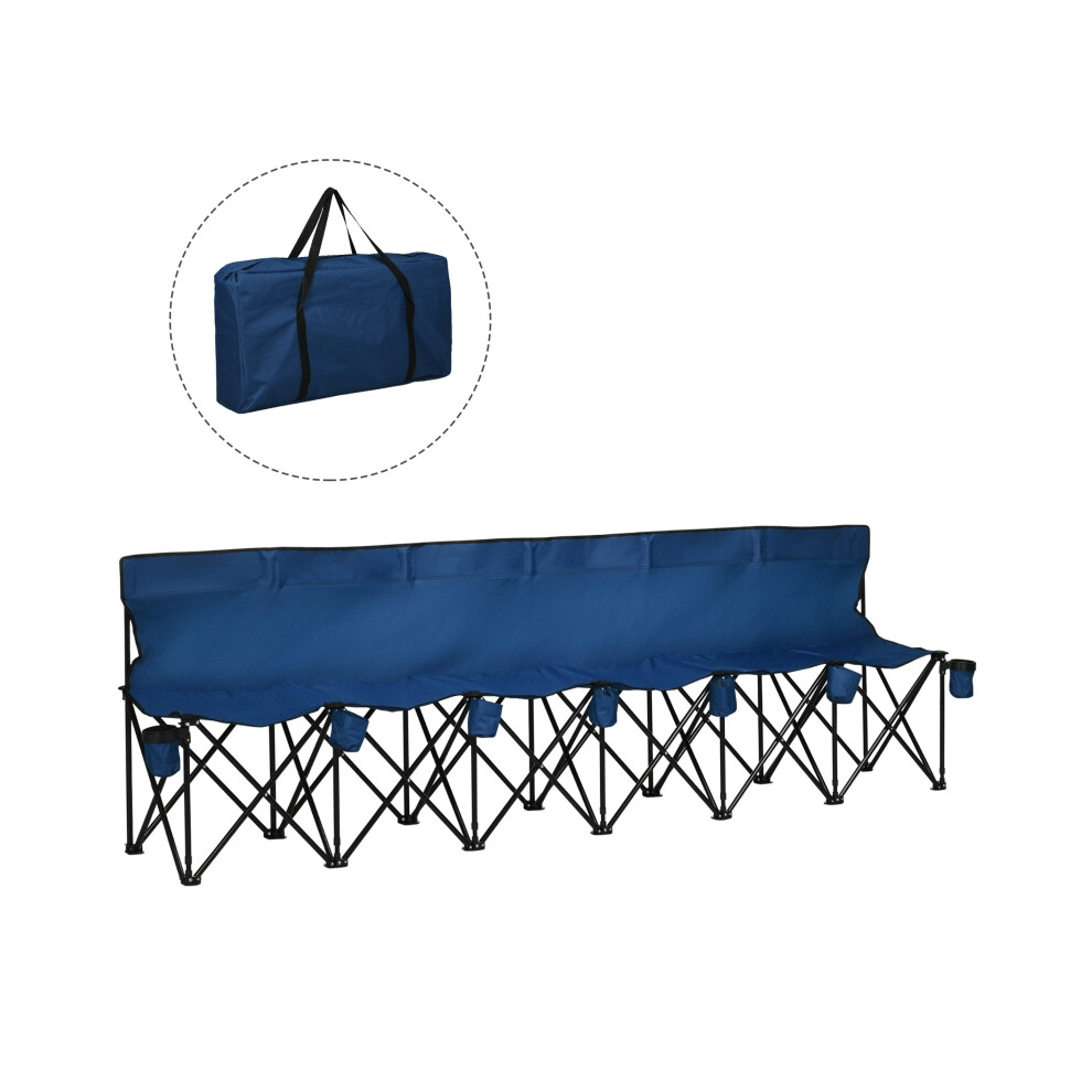 Outdoor Folding 6 Seater Camping Chair with Cup Holders & Carry Bag - Blue Lightweight and Durable Material-image-OPC-PKZ7WQZ-NEW