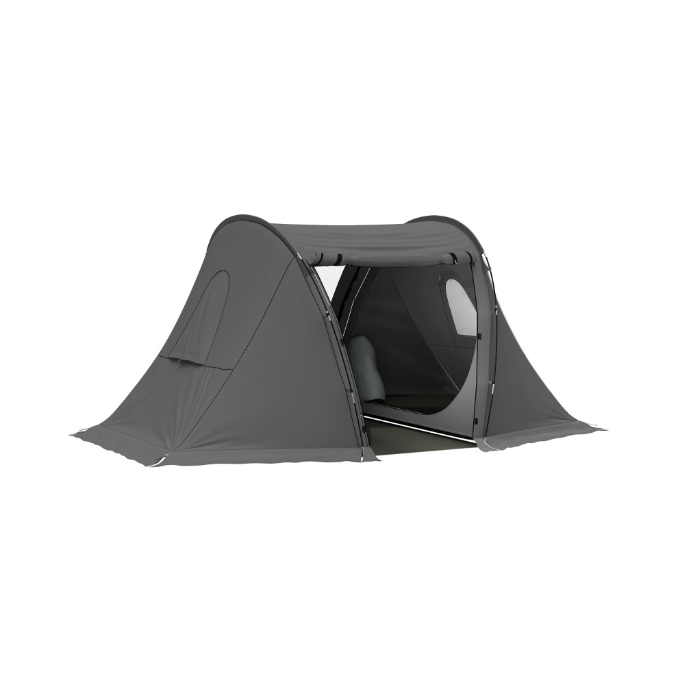 Camping Tent 3 Man Waterproof with Living Area & 2 Bedrooms Sewn-in Groundsheet Portable Dome for Hiking & Festivals Drak Grey-image-OPC-PKZ7XBM-NEW