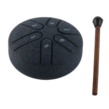 Mini Handpan Drum mit 6 Tönen, Navyblau, inklusive Stock - Carbonstahl & Holz