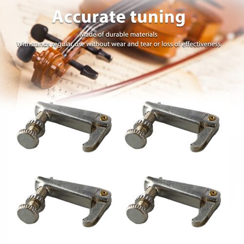 4PCS Silver Metal Violin Fine Tuners 1/2 Size String Adjuster Accessory 2