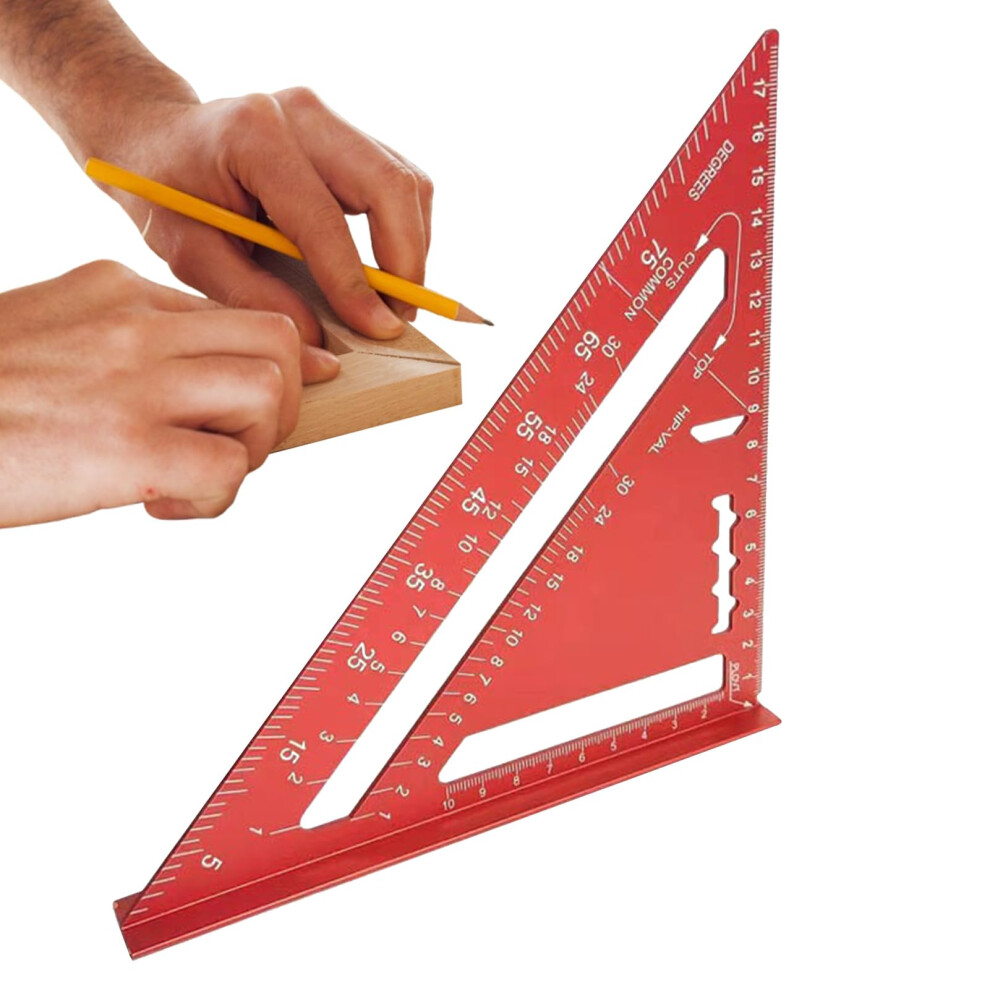 Triangle Ruler Metal With Metric Scale, Geometry Protractor For Engineering Architecture And Woodworking Red 9016109325747