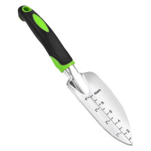 Transplanter Trowel Cast Aluminum Heavy-Duty Garden Tool With Ergo Handle Depth Marker Engraved Guide Green