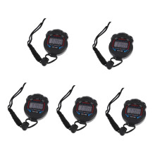 Digital Stopwatch 5-Pack LCD Display Chronograph Timer, For Referees, For Boys And Girls, Hour Format, Alarm, Date Day